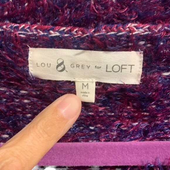 Lou and Grey Womens Purple Pink Haze Fuzzy Long Sleeve Sweater M Valentines Day - Picture 3 of 7